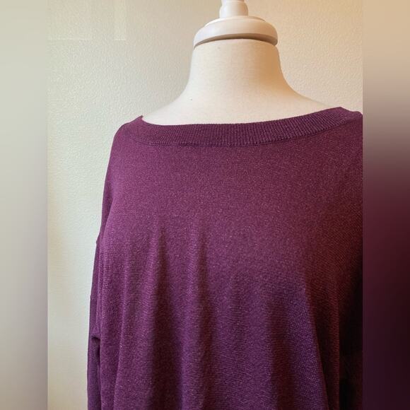Roaman's NWOT Glam Occasion Open Back Purple Metallic Fleck Long Knit Sweater 1X - Picture 5 of 10
